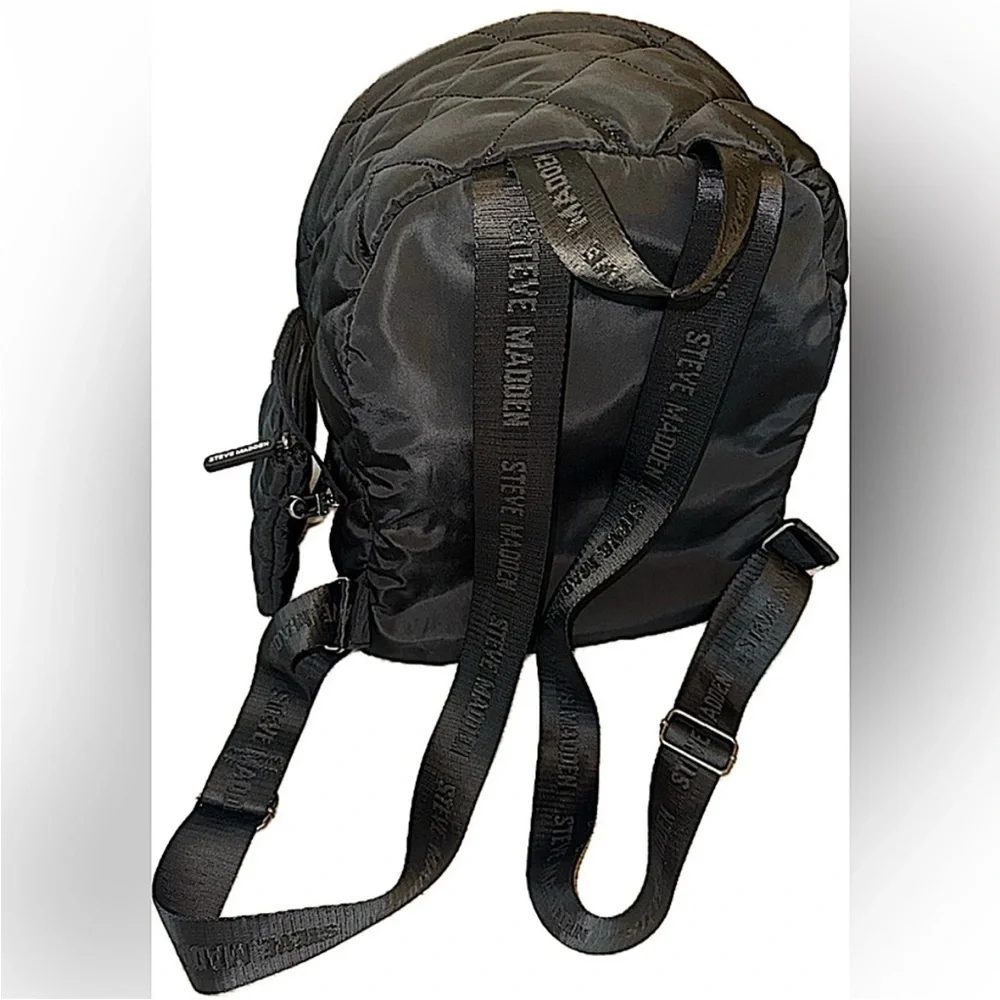 Steve Madden Quilted Black Backpack Set